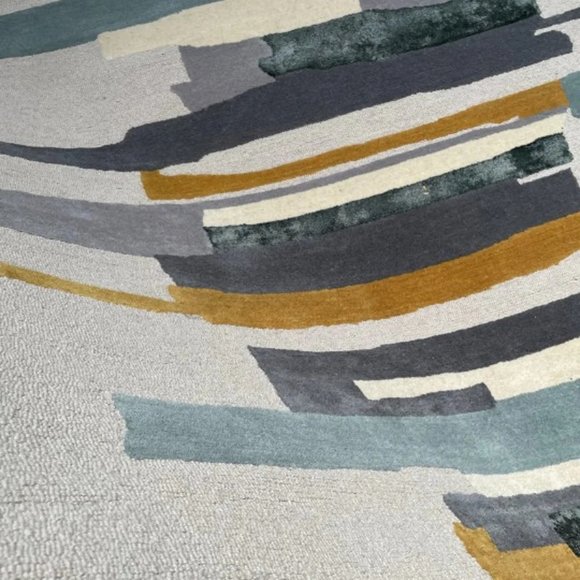 5'3" x 7'6" Feet Wool Handmade Beige Gold Grey Modern Soft Plush Thick Area Rug - Picture 10 of 10